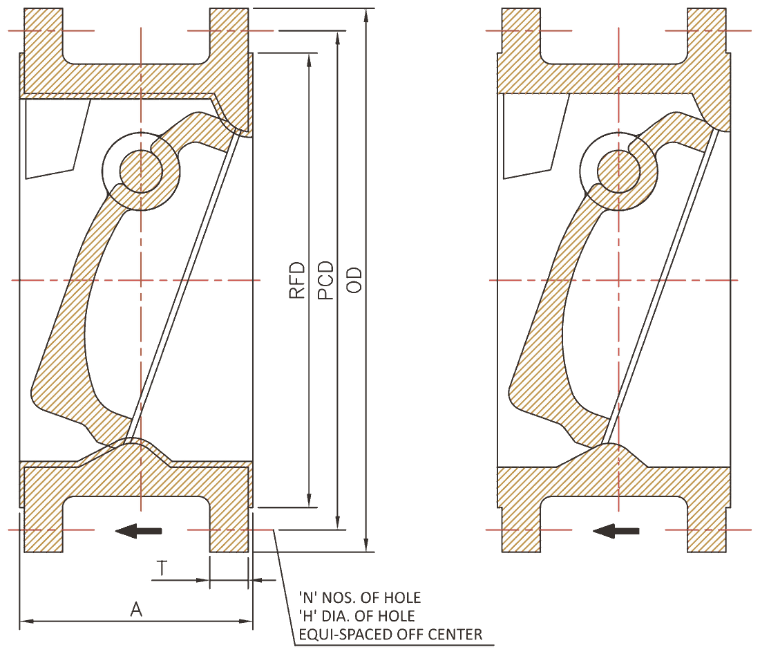 Tilting Disc Check Valve schematic